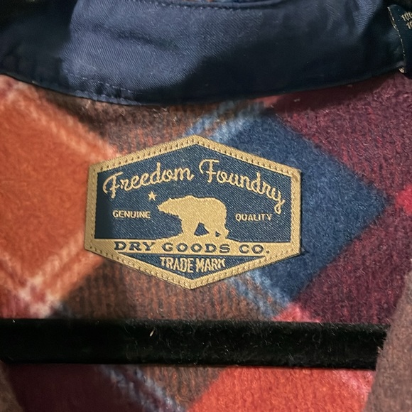 Dry Goods Unisex Heavyweight Plaid Flannel Red, Navy, Orange Size Medium - Picture 2 of 8